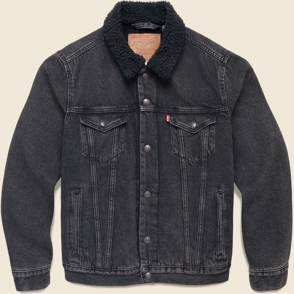 Levi's Type III black denim sherpa trucker jacket Size S NWT